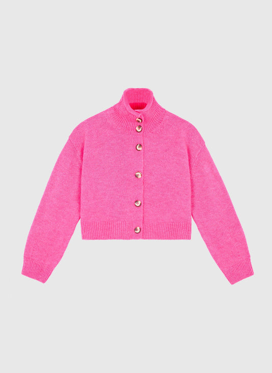Cardigan corto candy con collo alto