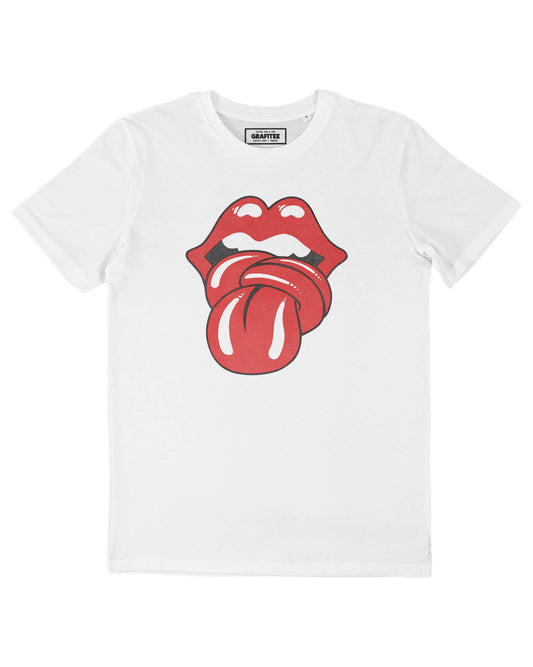 T-shirt rock unisex in cotone biologico con stampa labbra