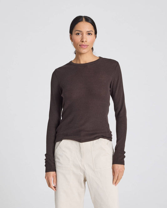 Top a Maniche Lunghe Freja in Cotone Bio a Coste