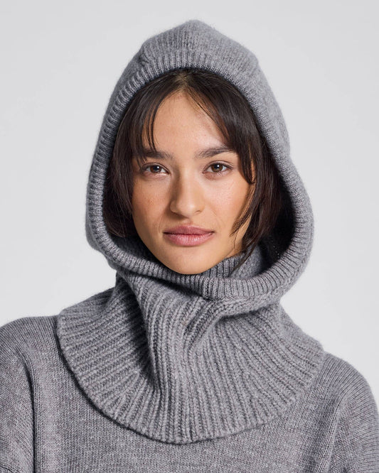 Balaclava in lana d’agnello grigio melange