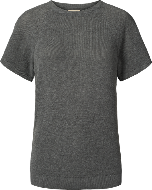 T-shirt in maglia Karen in cotone biologico grigio scuro mélange