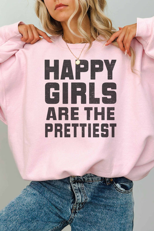 Felpa oversize con stampa “Happy Girls Are The Prettiest”