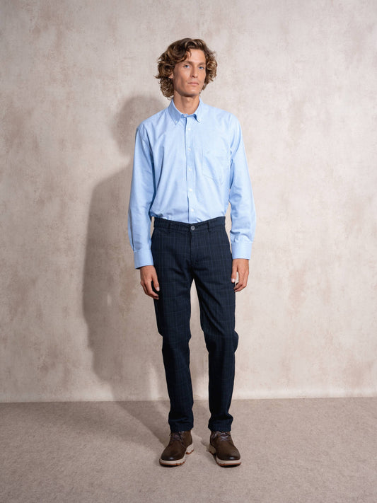 Pantaloni sartoriali a quadri in cotone blu navy