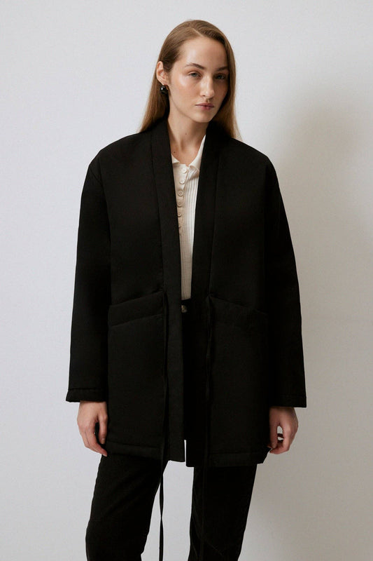 Cappotto in gabardine di cotone con tasche ampie