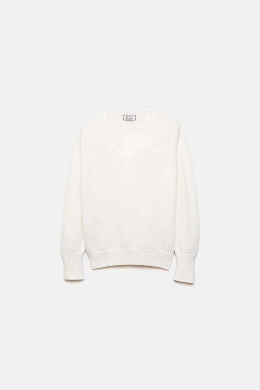 Maglione in maglia rasata con scollo a V