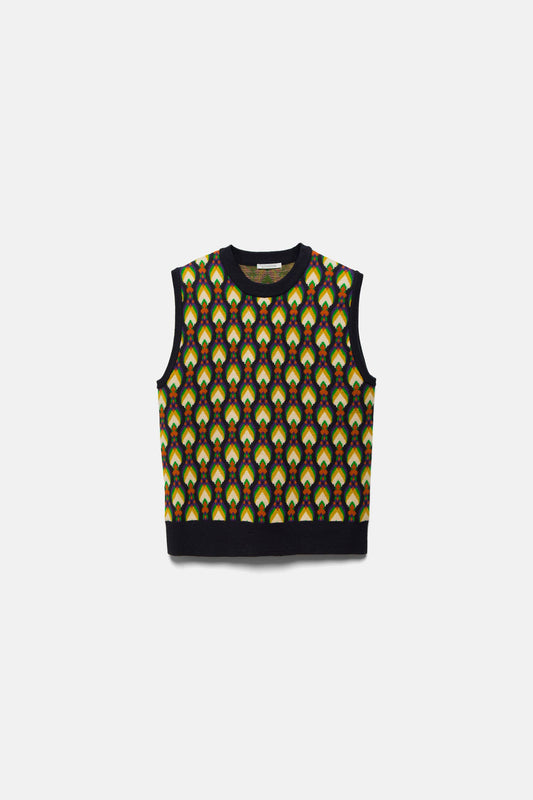 Gilet in maglia jacquard multicolor