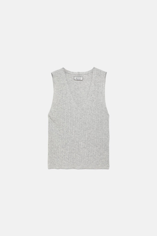 Gilet in Maglia Strutturata con Scollo a V