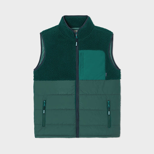 Gilet in sherpa bicolore verde senza maniche
