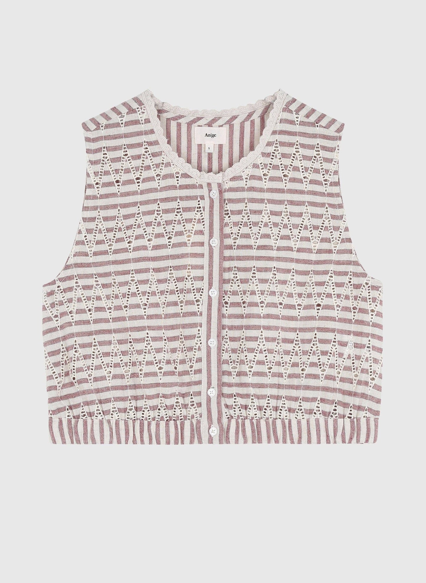 Blusa Sabia lampone in pizzo sangallo