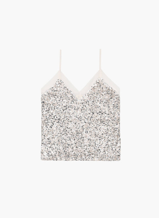 Canotta Adonisa con paillettes e scollo a V