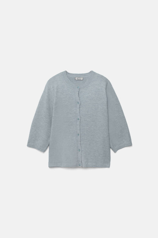 Cardigan in maglia rasata con maniche 3/4