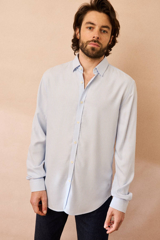 Camicia button-down Valencia a righe azzurre da uomo