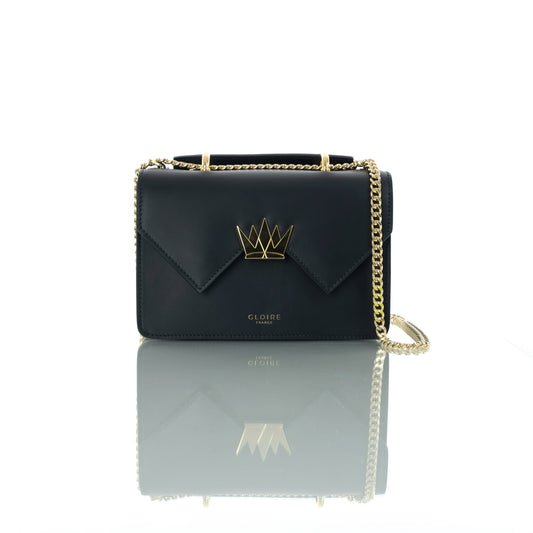 Mini borsa a tracolla in pelle liscia con pattina a W