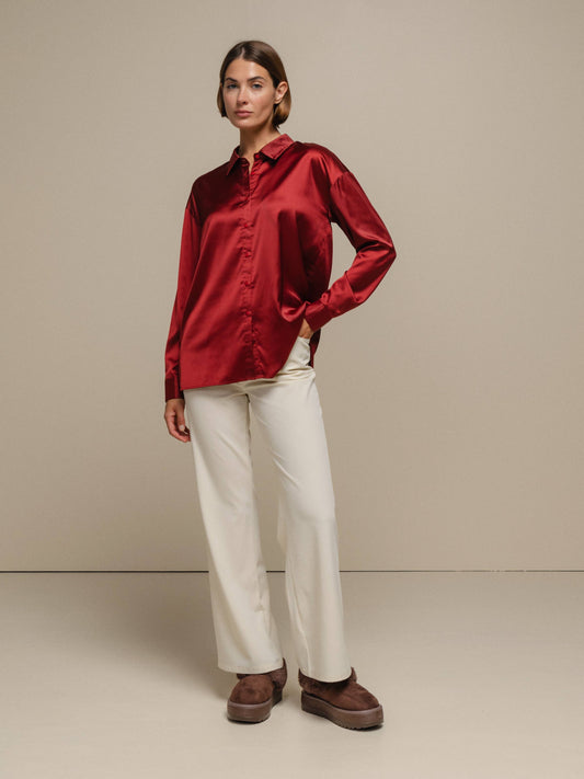 Camicia satinata da donna in poliestere