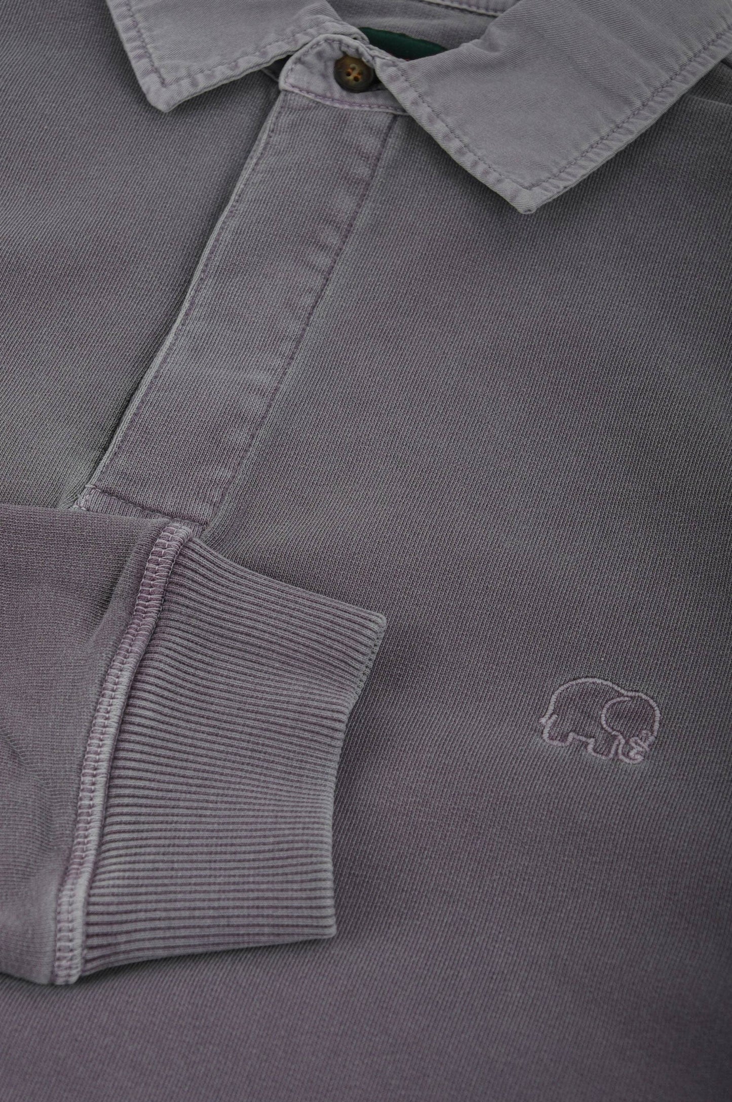 Maglione polo pesante tinto a pigmento in peltro