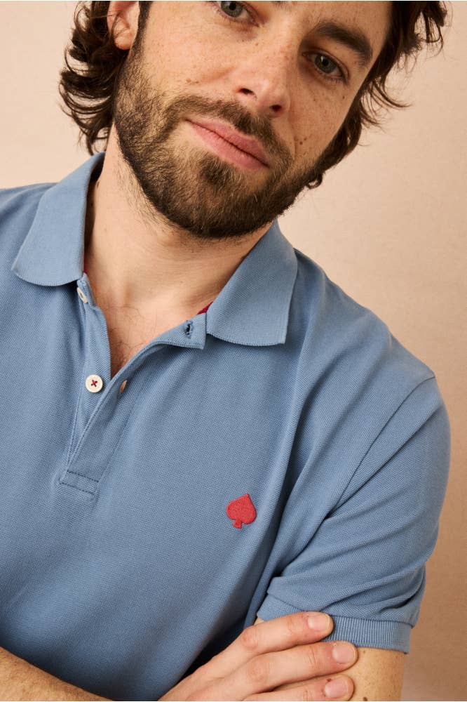 Polo Gaston in cotone biologico Blueberry