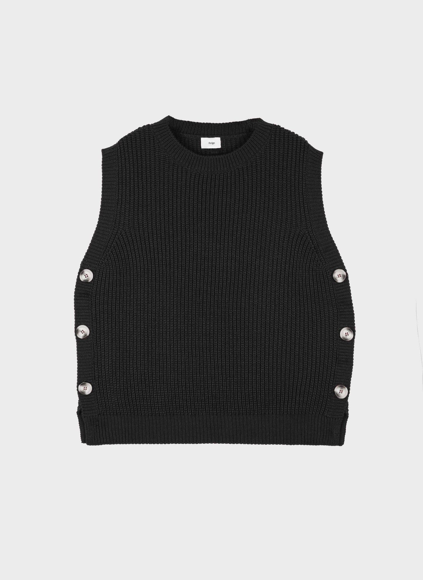 Maglione gilet Vivienne nero con bottoni laterali