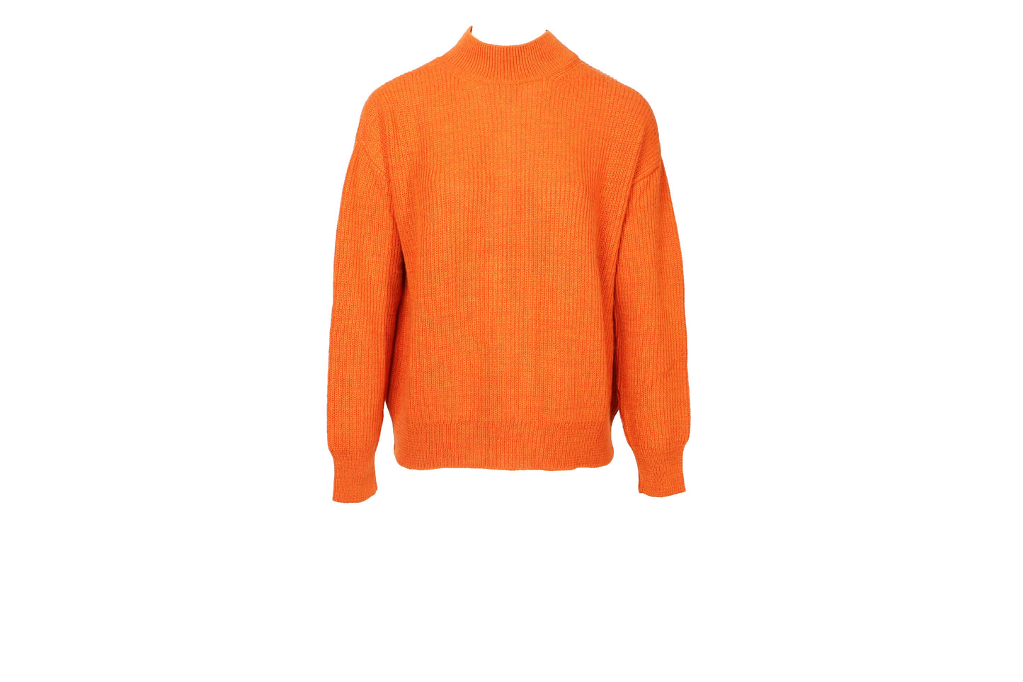 Maglione a Coste Collo Alto Oversize