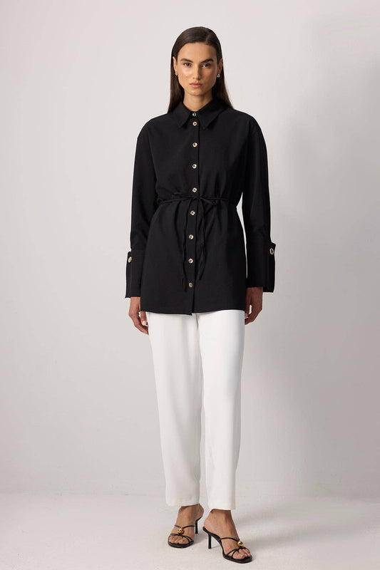 Camicia in viscosa con polsini ampi