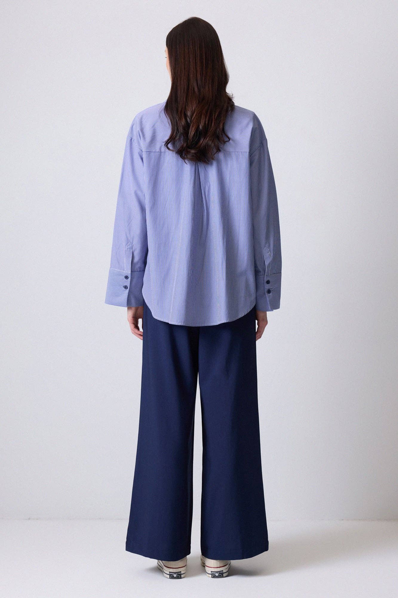 Pantaloni palazzo a coste con vita elastica