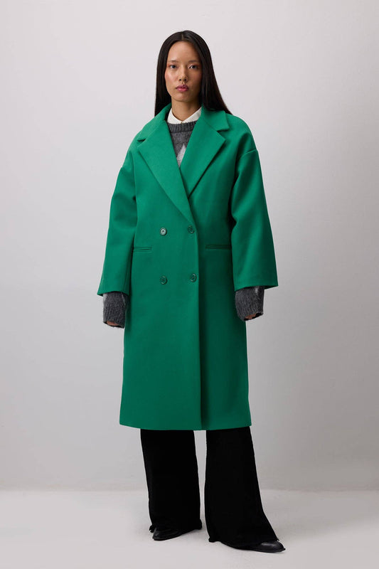 Cappotto oversize doppiopetto verde