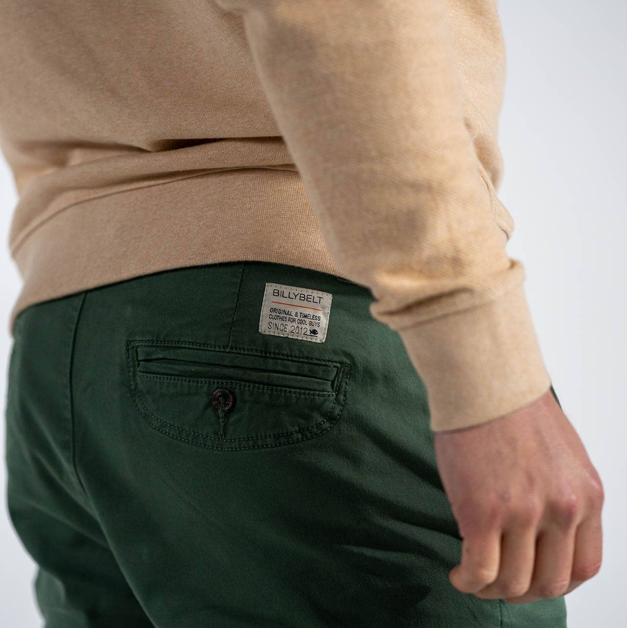 Pantaloni cargo verde scuro in cotone con 6 tasche