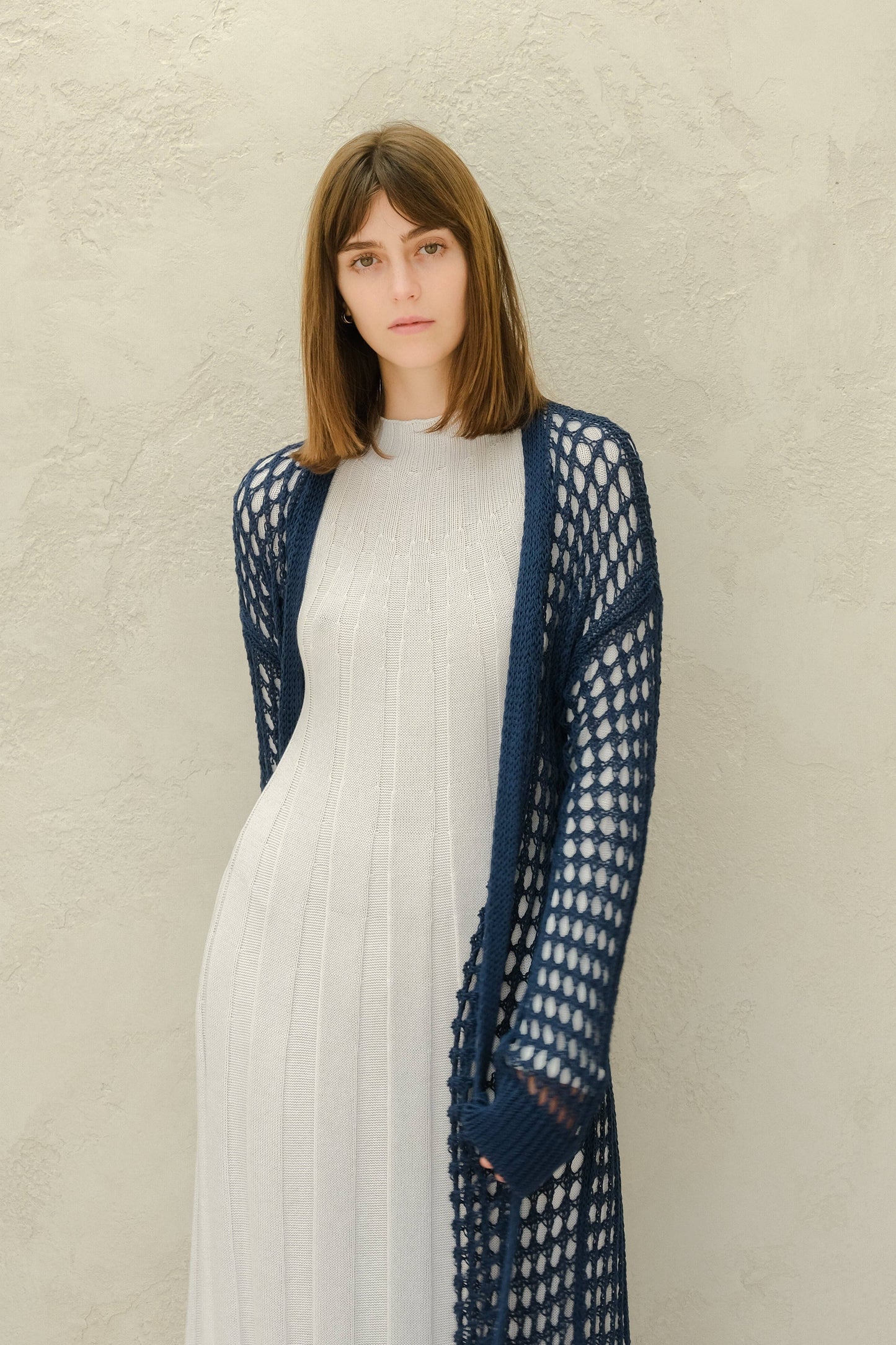 Cardigan maxi all’uncinetto in cotone