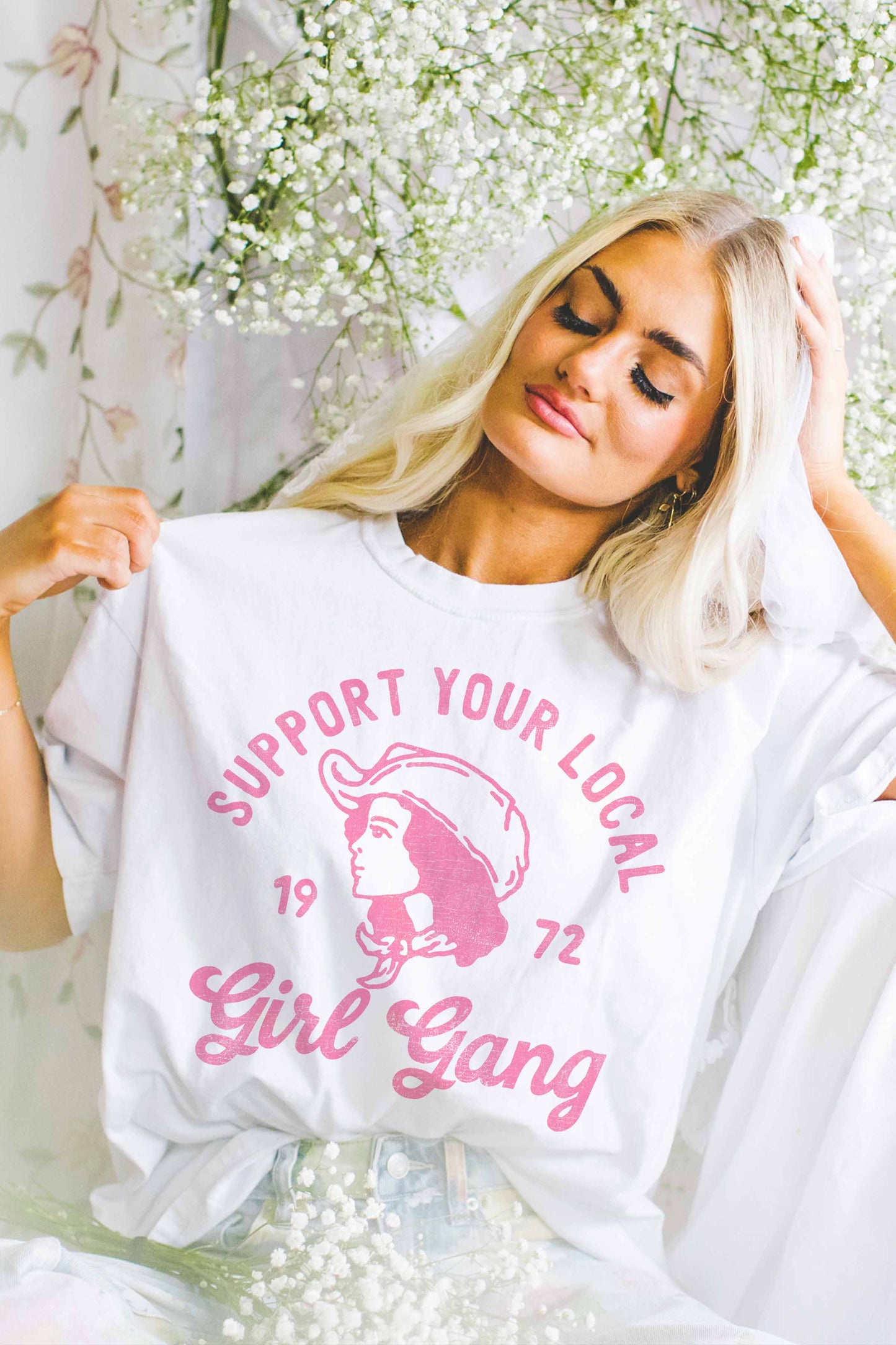 T-shirt grafica "Girl Gang" in cotone pettinato