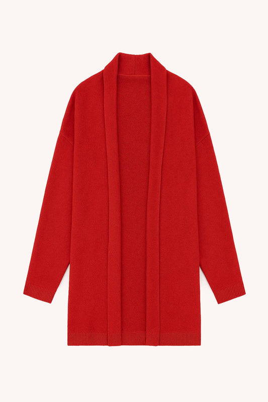 Cardigan oversize in maglia con tasche rosso