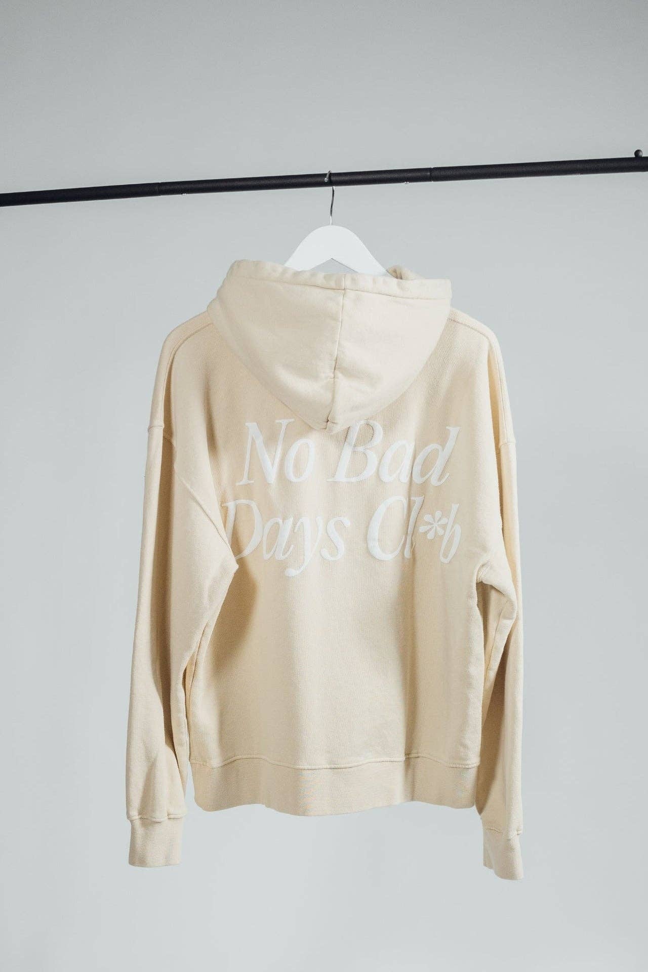 Felpa oversize con cappuccio No Bad Days Club beige