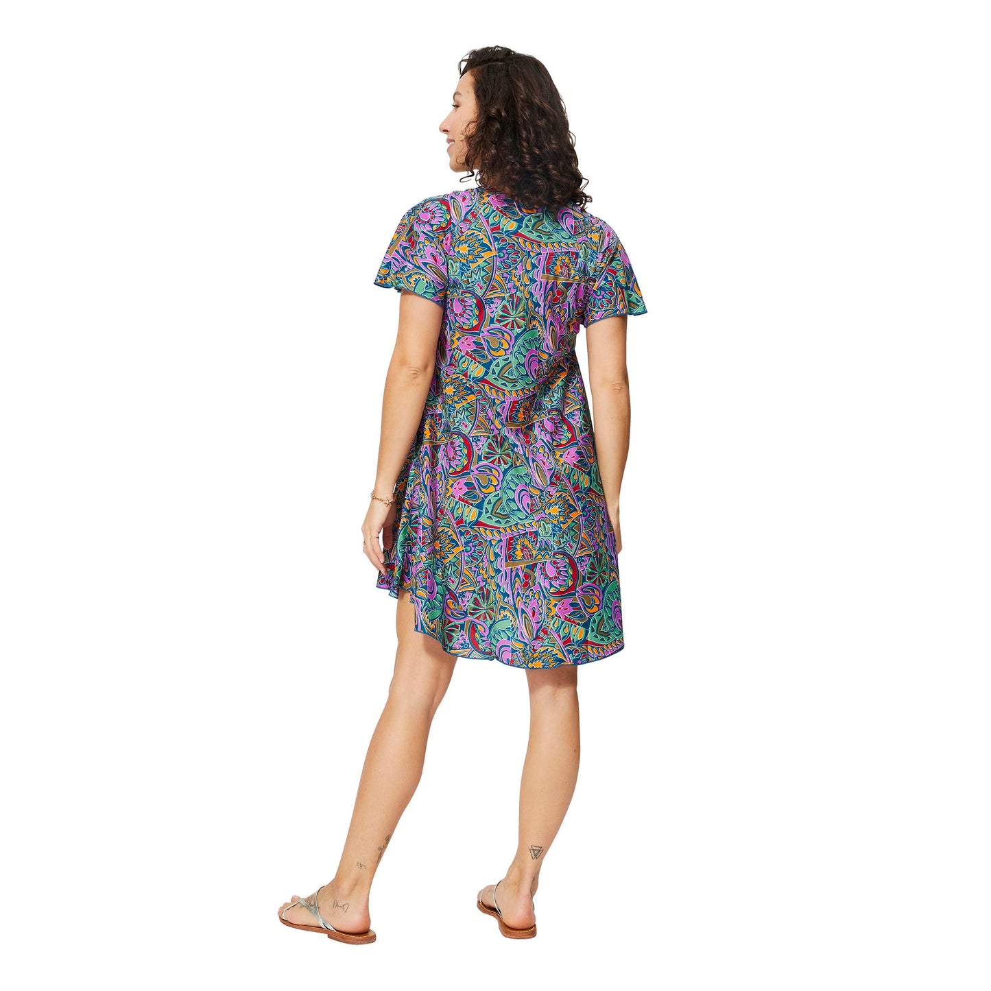 Abito estivo boho a manica corta con scollo a V