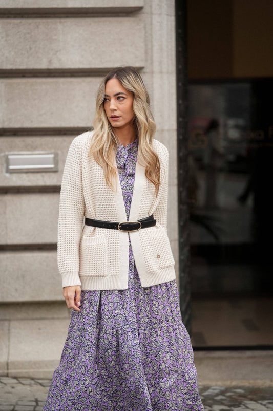 Cappotto cardigan in maglia strutturata con cintura