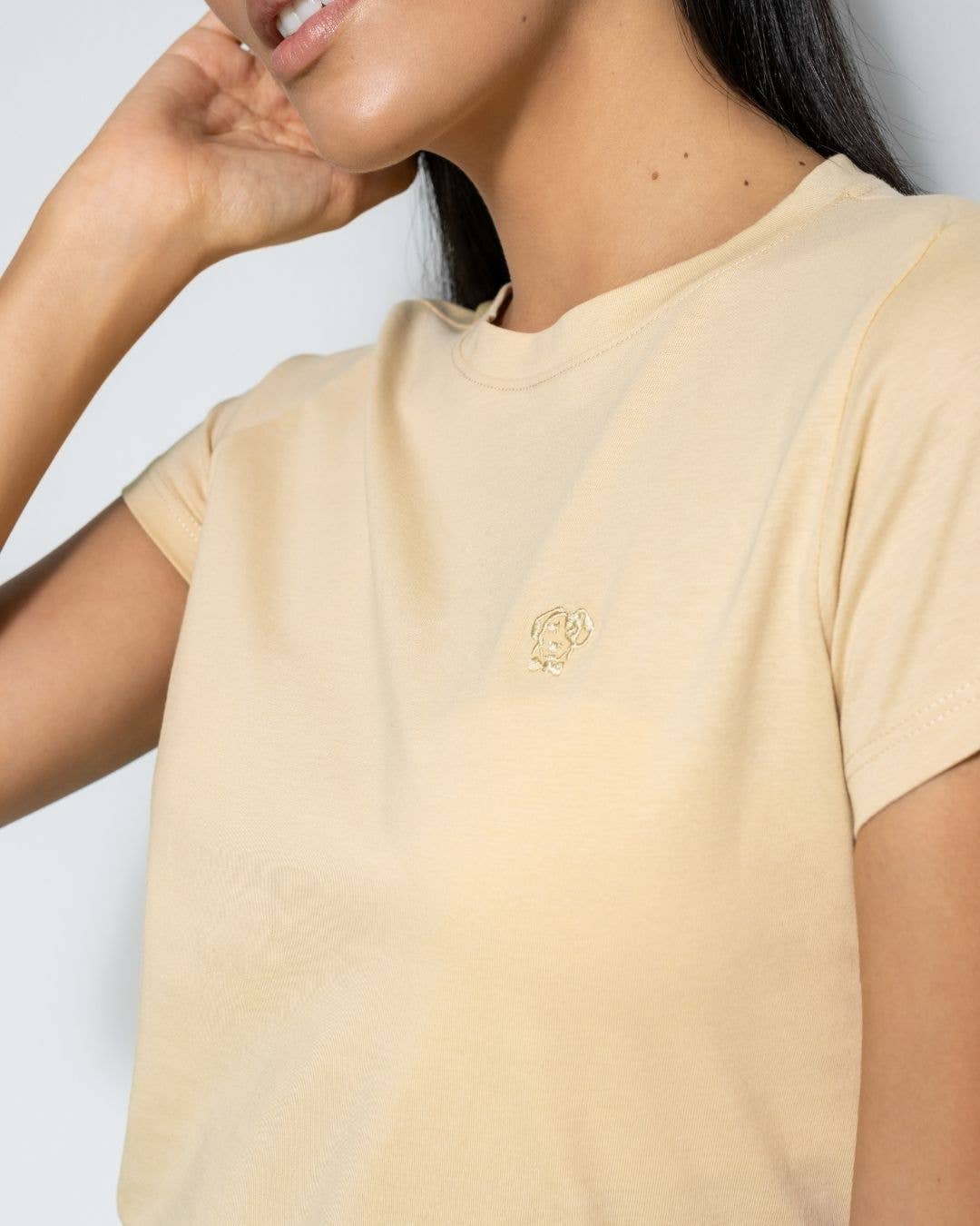 T-shirt donna beige antimacchia in cotone