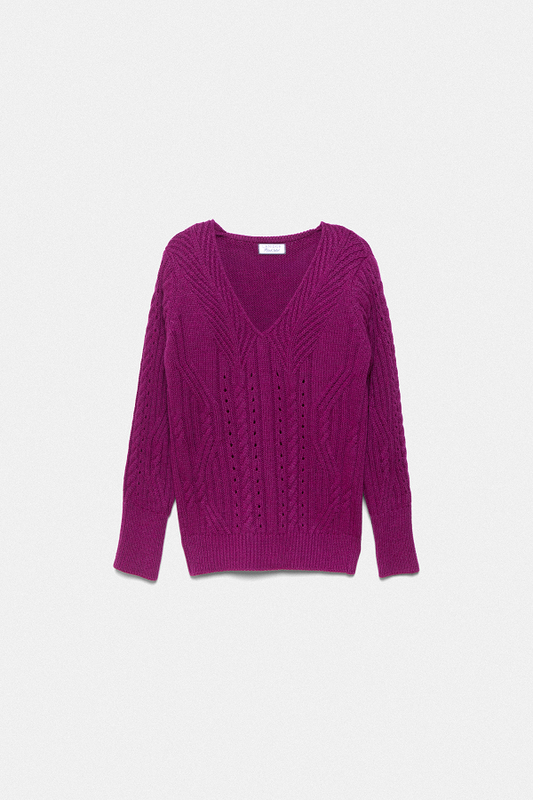 Maglione in maglia strutturata con scollo a V