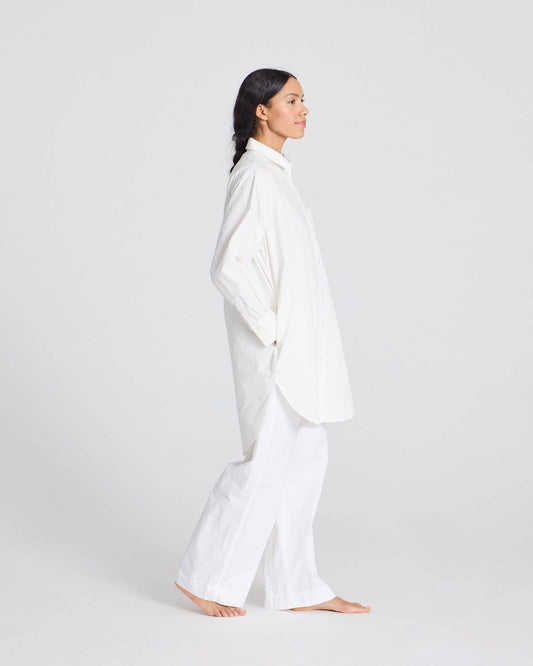 Tunica camicia oversize in popeline di cotone biologico bianco