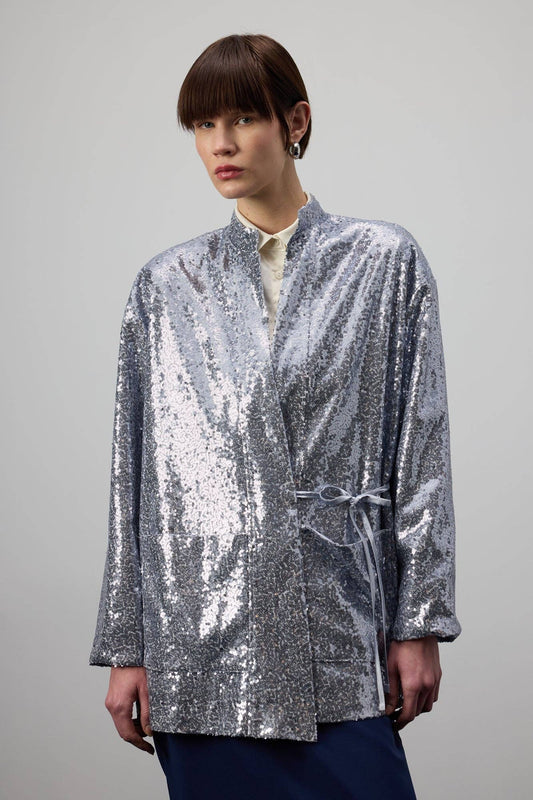 Kimono di paillettes grigio