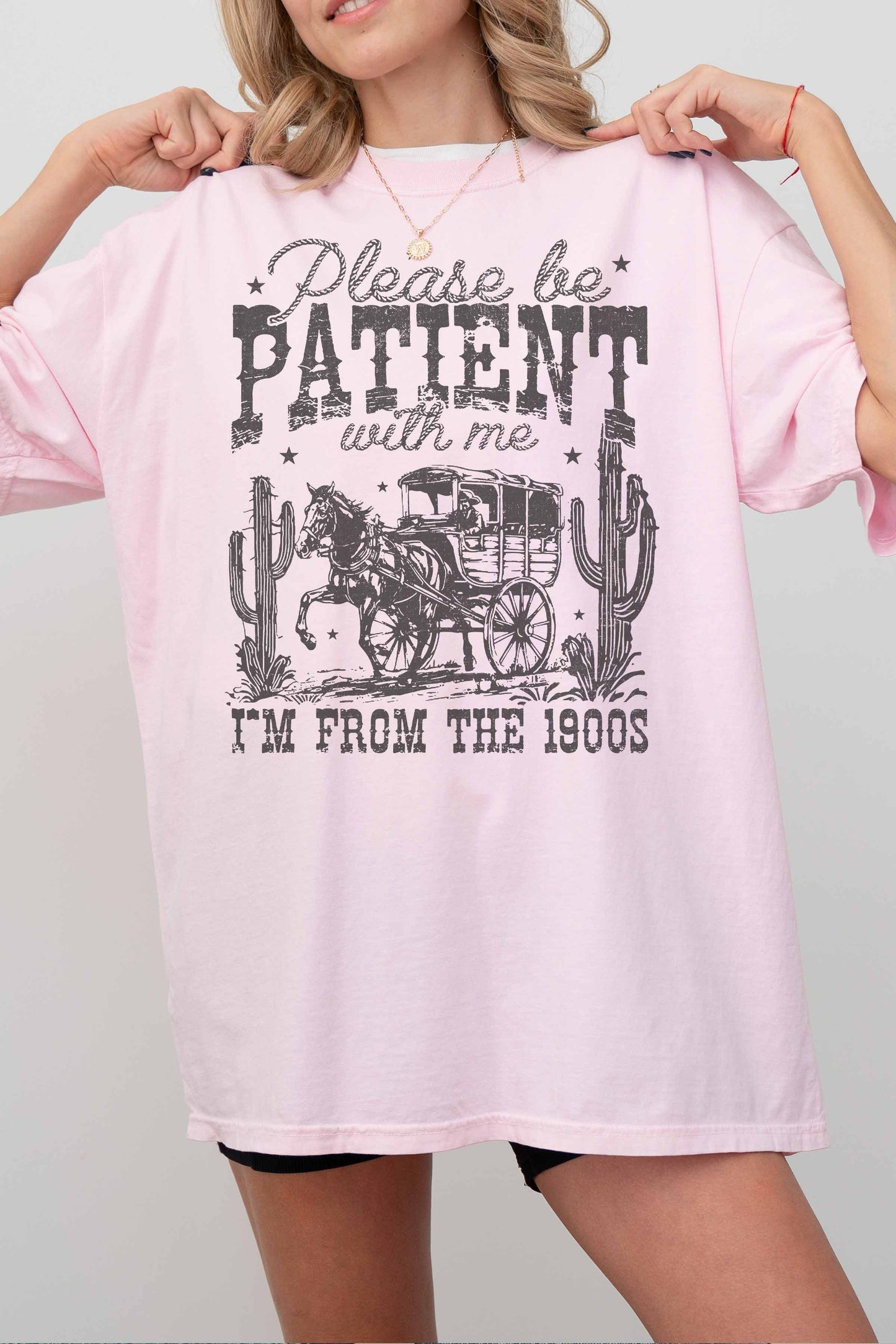 T-shirt oversize grafica "Please Be Patient"