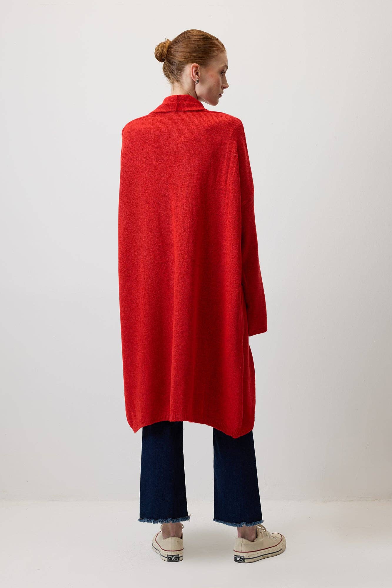 Cardigan oversize in maglia con tasche rosso