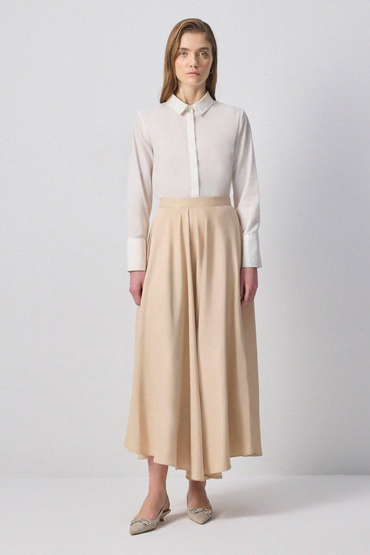 Gonna a trapezio midi color crema