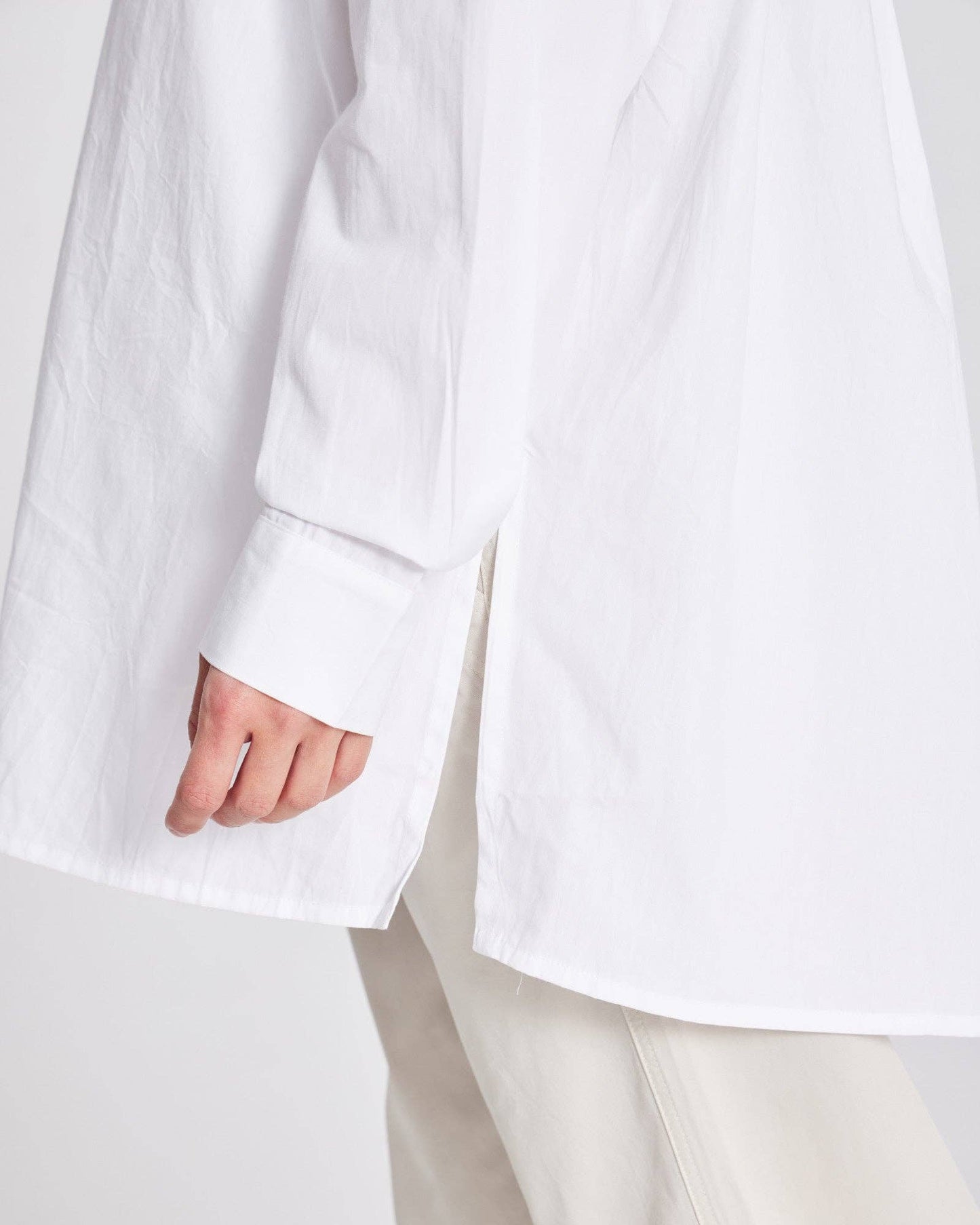 Camicia lunga in popeline di cotone biologico bianca
