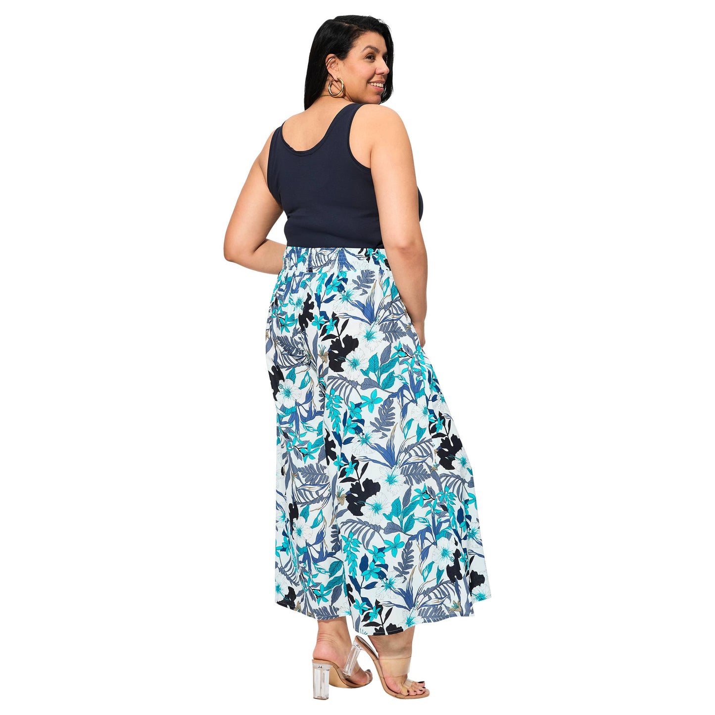 Pantaloni palazzo estivi in cotone con stampa floreale