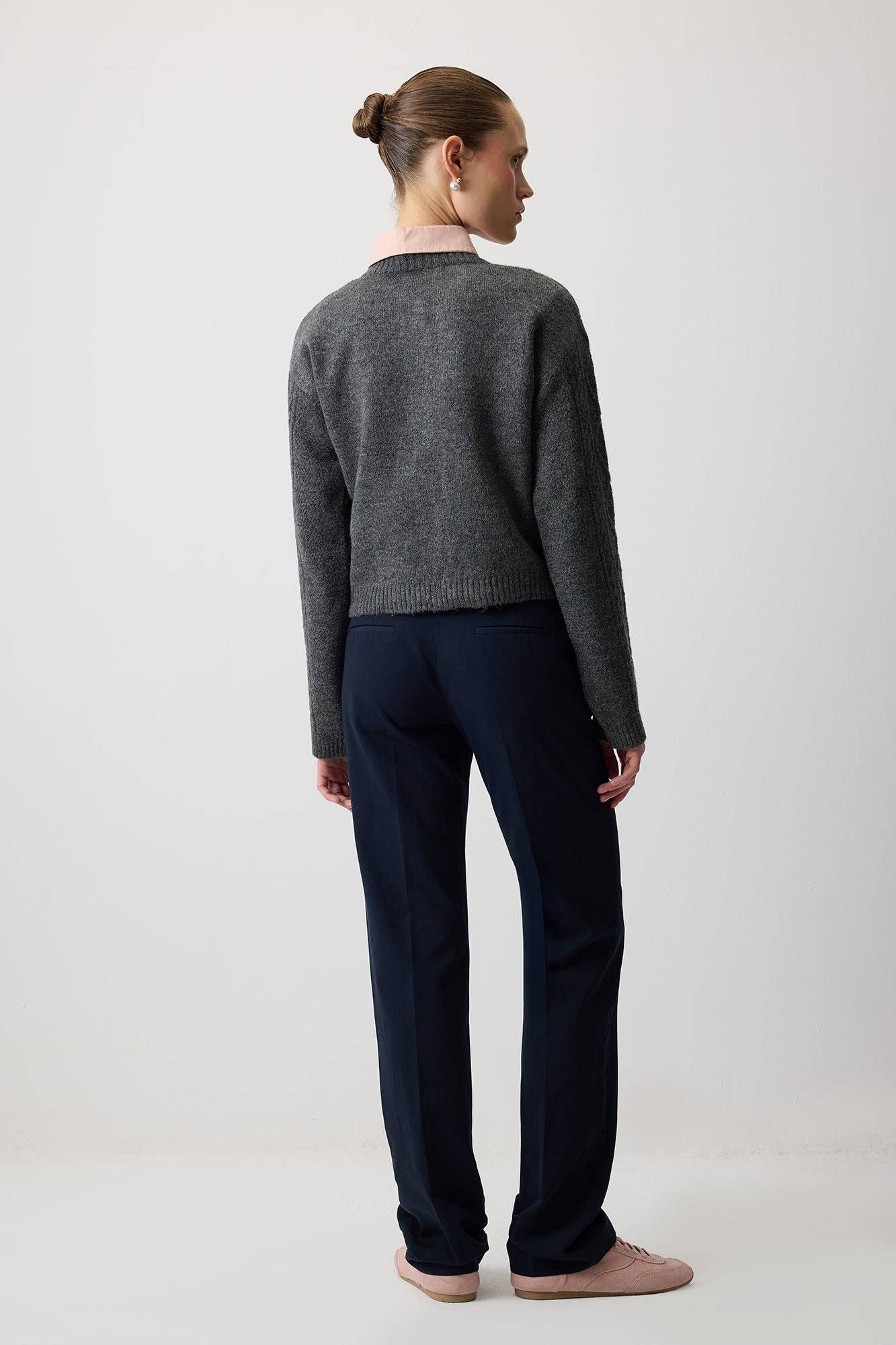 Cardigan in maglia a trecce antracite