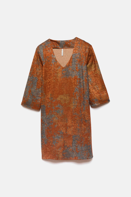 Abito midi in tessuto strutturato con scollo a V