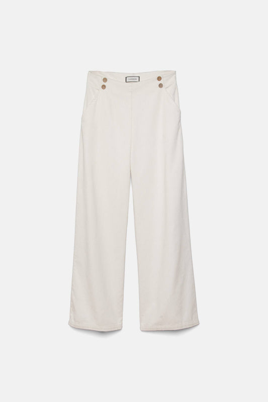 Pantaloni ampi in velluto a coste con bottoni in legno