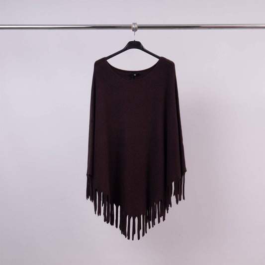 Poncho con frange morbido