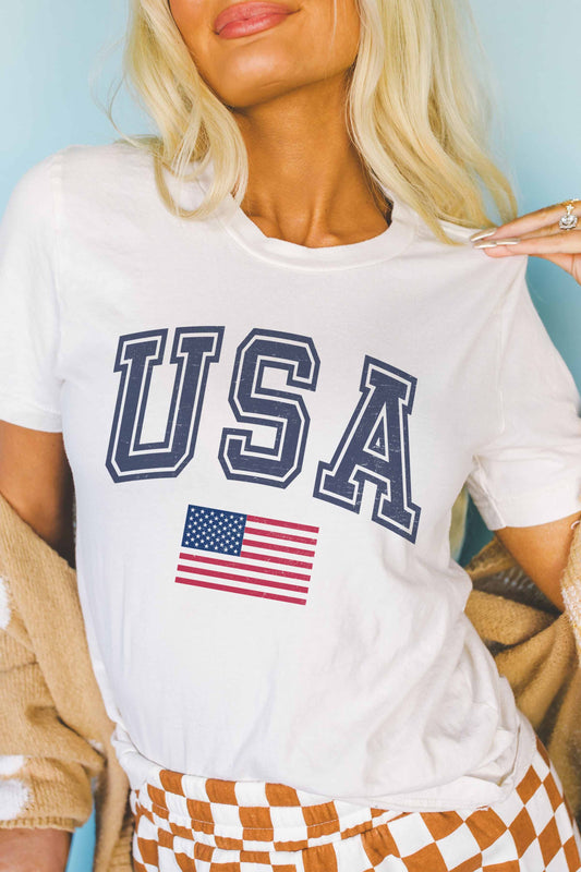 T-shirt grafica USA in cotone morbido