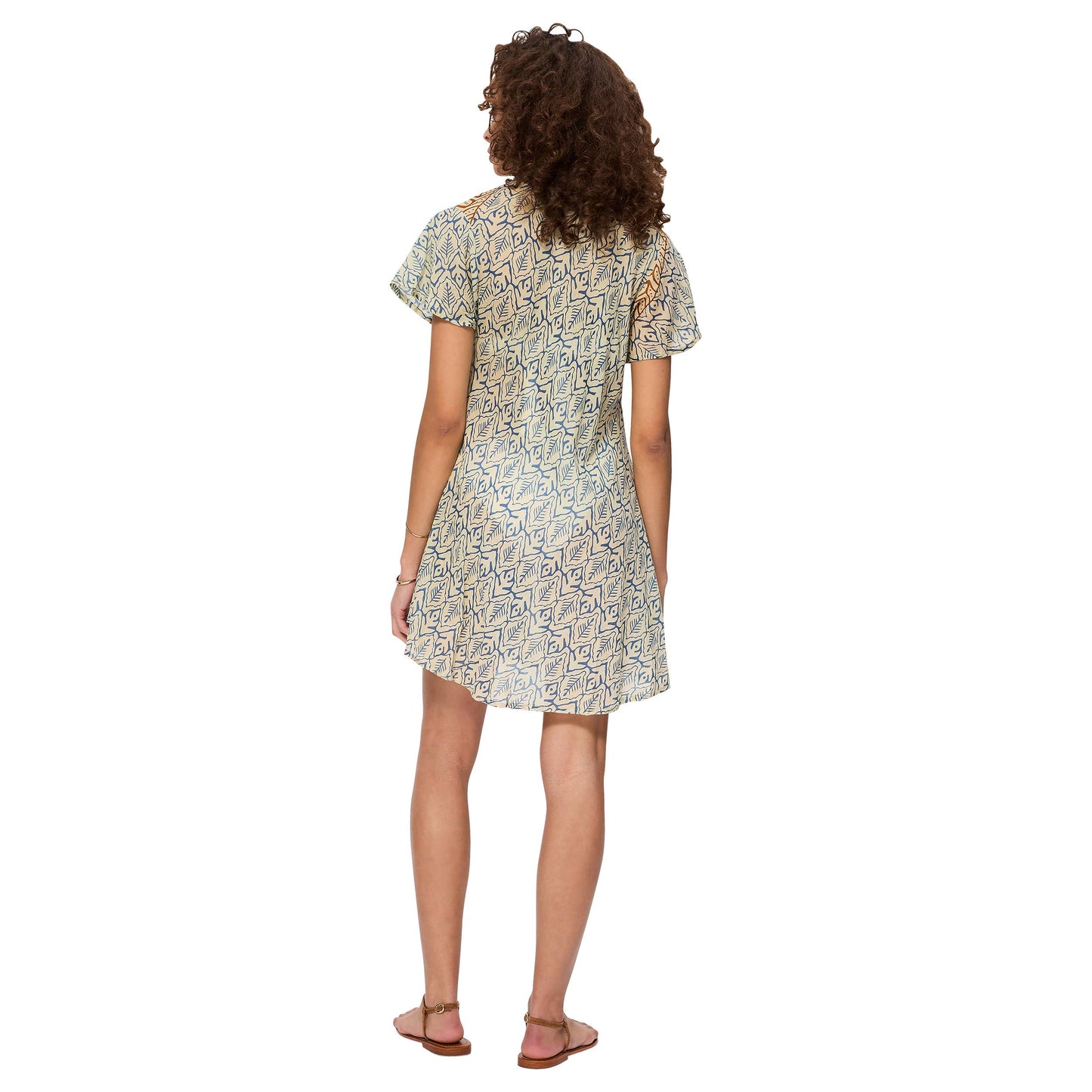 Abito corto estivo boho in cotone con scollo a V