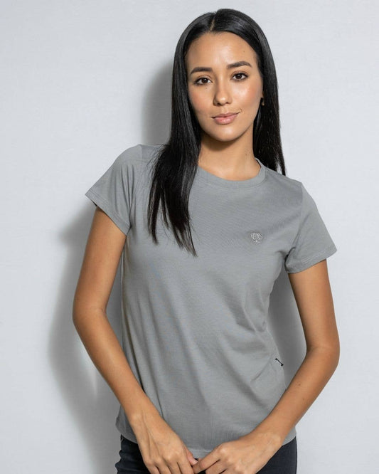 T-shirt donna antimacchia grigio scuro in cotone