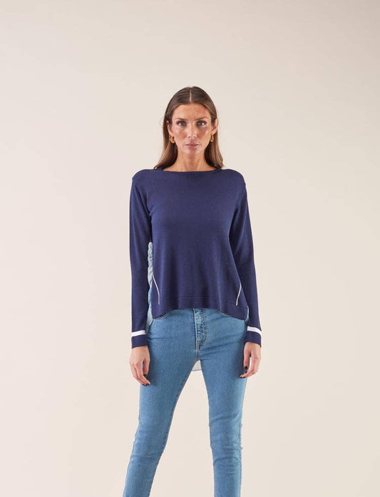Maglia donna in viscosa bicolor con retro stampato