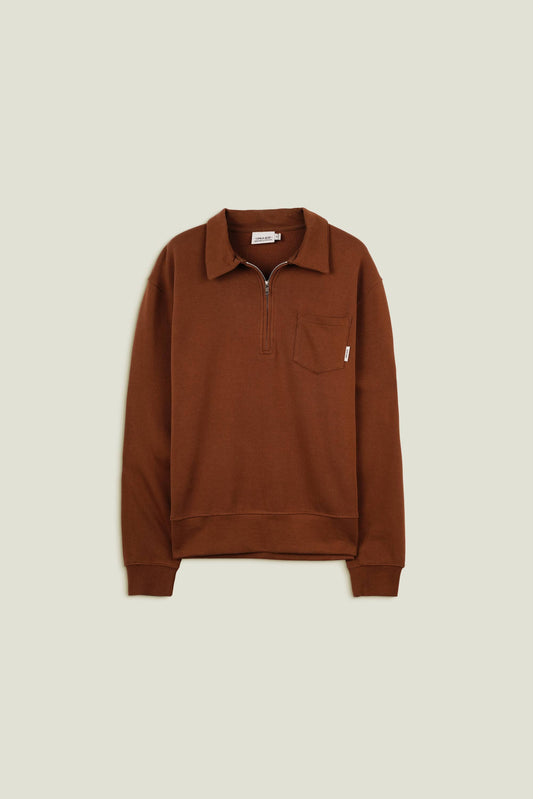 Felpa Earth con zip e collo polo
